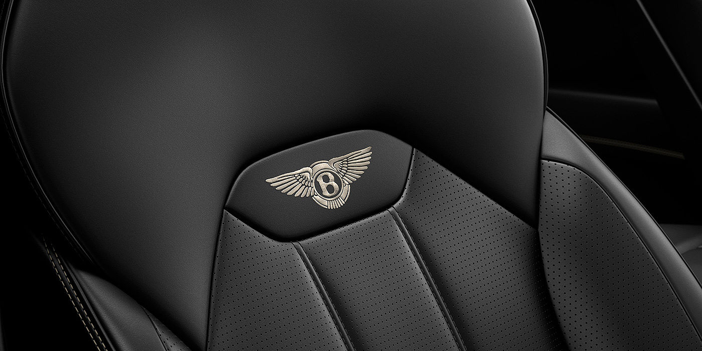 Bentley Shanghai - Pudong Bentley Bentayga seat with detailed Linen coloured contrast stitching on Beluga black coloured hide.
